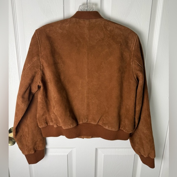 All Saints Orten Suede Bomber Jacket in Cognac Brown 6 - Picture 7 of 13